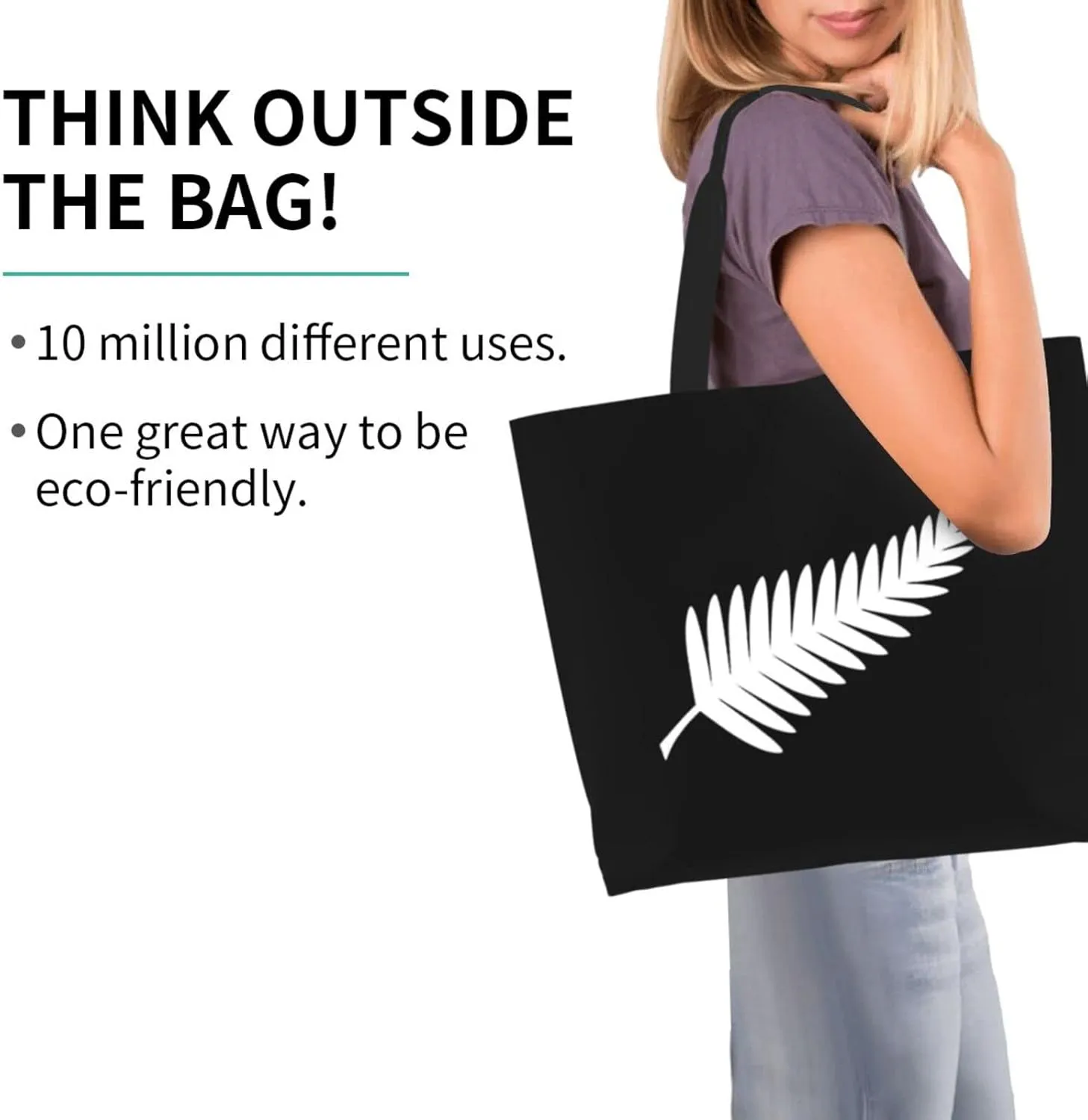 New Zealand Maori Fern Women'S Lightweight Canvas Handbag Reusable Shopping Bag