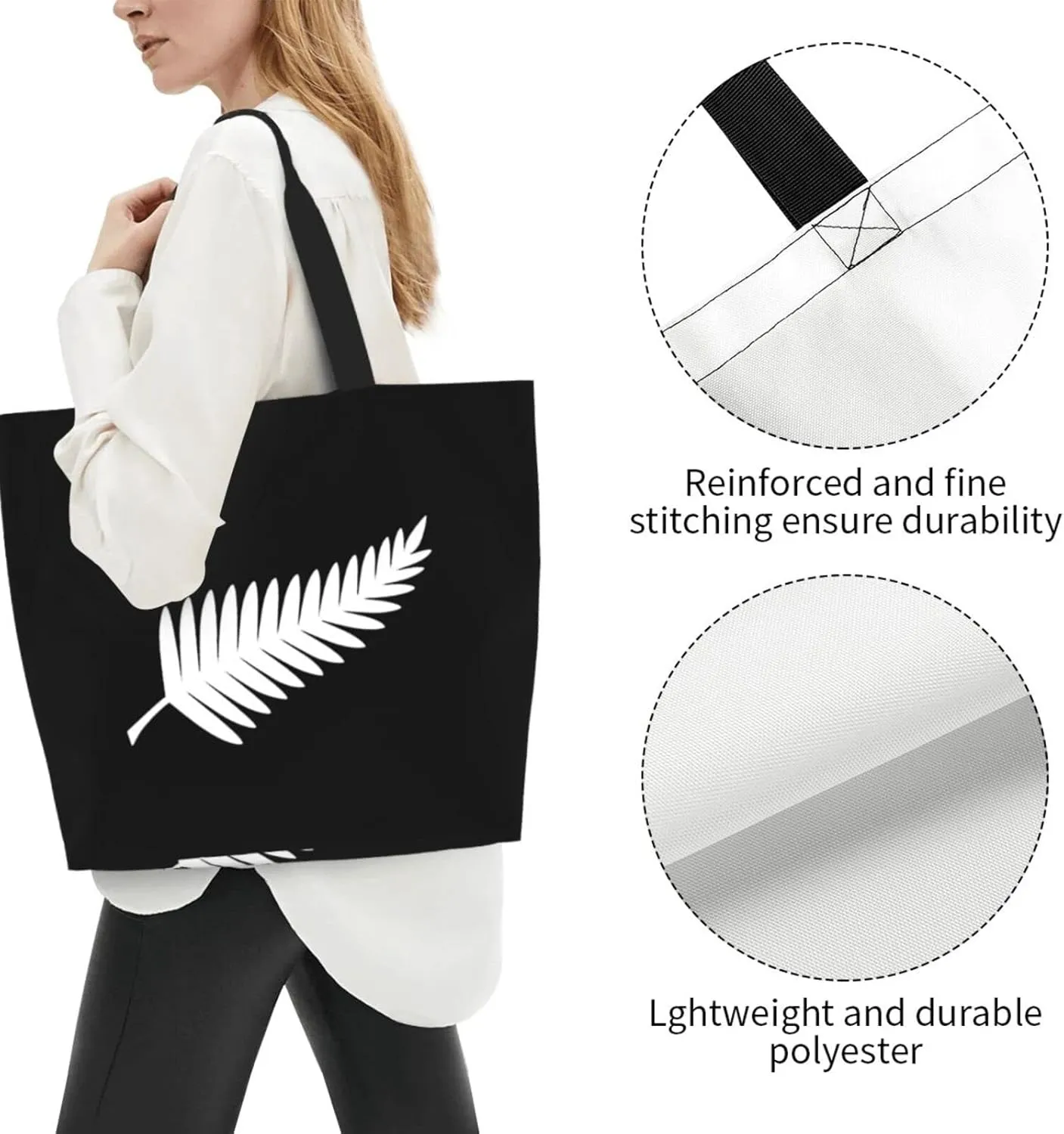 New Zealand Maori Fern Women'S Lightweight Canvas Handbag Reusable Shopping Bag