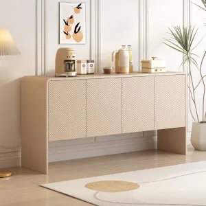 NicBex 60" Accent Storage Cabinet with 4 Doors and Rebound Device,Modern Kitchen Sideboard Storage Buffet Cabine for Living Room, Kitchen, Office,Hallway,Apricot Cream