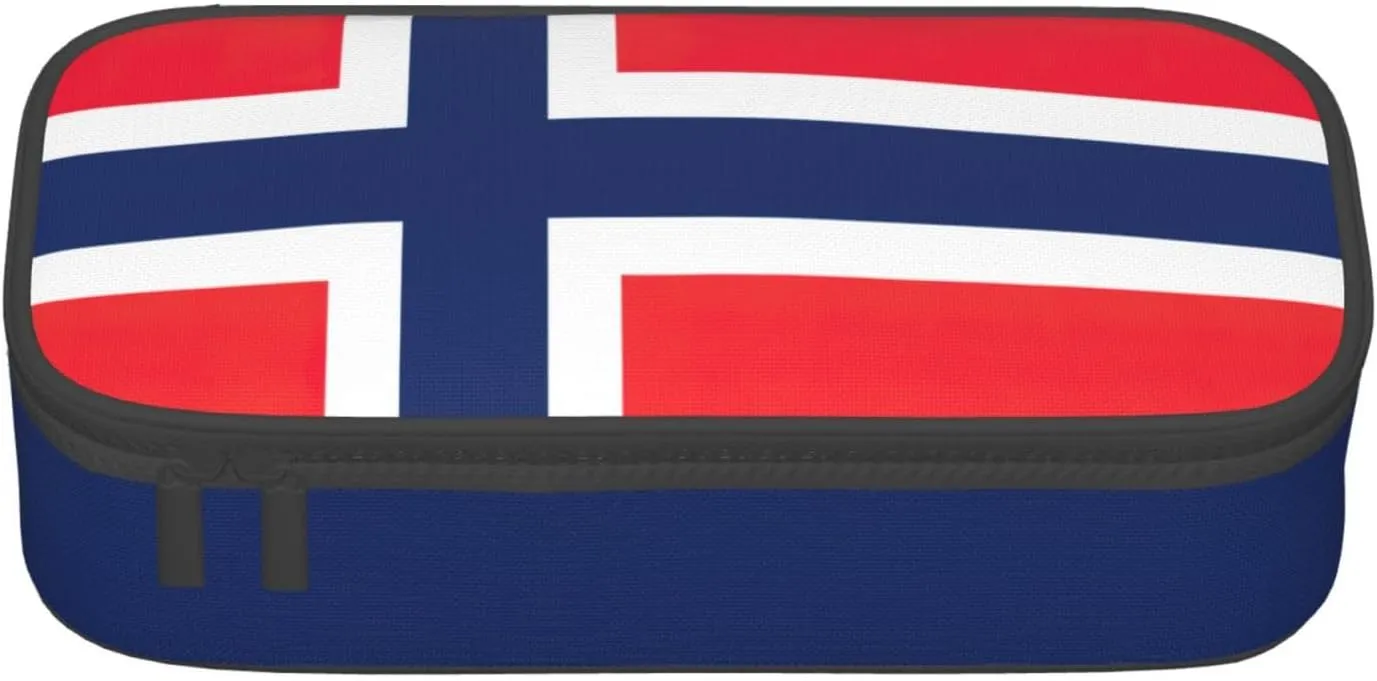 Norwegian flag Print Practical Pencil Case 8.3 x 2 x 3.7 In Functional Organizer for Pens Pencils