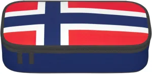 Norwegian flag Print Practical Pencil Case 8.3 x 2 x 3.7 In Functional Organizer for Pens Pencils