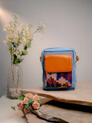 NR By Nidhi Rathi Blue Embellished Structured Handheld Bag