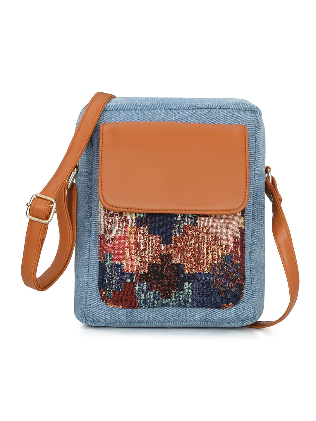 NR By Nidhi Rathi Blue Embellished Structured Handheld Bag