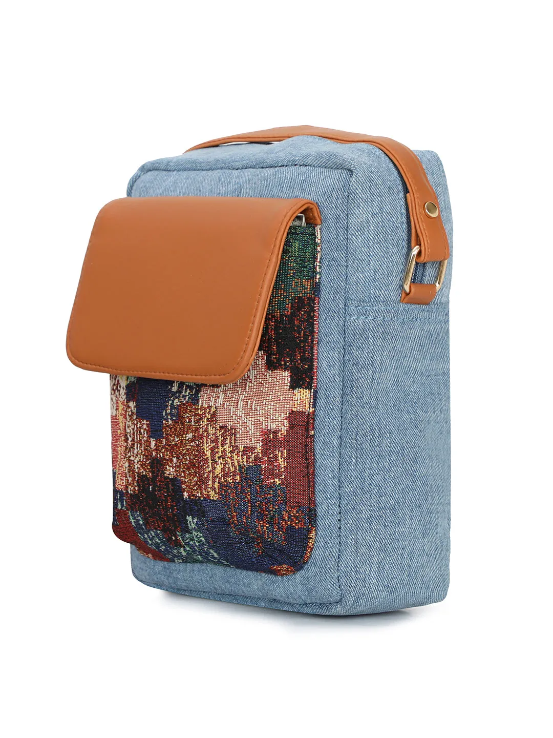 NR By Nidhi Rathi Blue Embellished Structured Handheld Bag