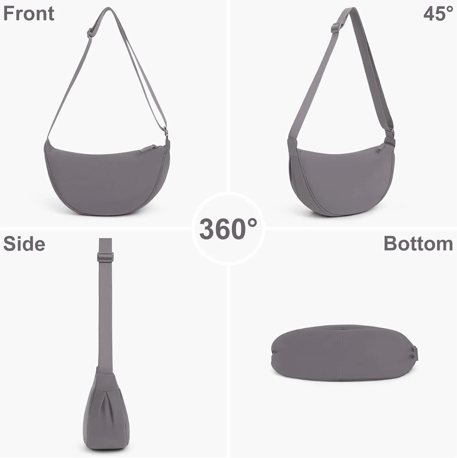 Nylon Crescent Bag Small Sling Crossbody Bag for Women Men Lightweight Shoulder Bag with Adjustable Strap