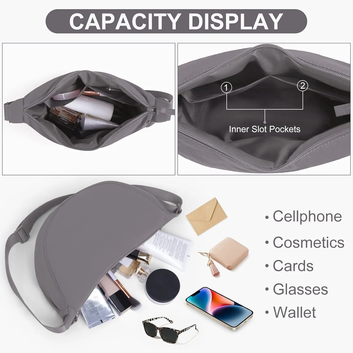 Nylon Crescent Bag Small Sling Crossbody Bag for Women Men Lightweight Shoulder Bag with Adjustable Strap