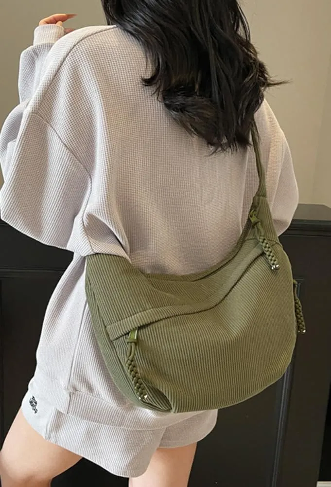 Nylon Crescent Crossbody Bag for Women Shoulder Tote Handbag Casual Sling Bag Dumpling Purse Bag for Outdoor Travel