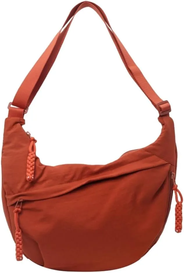 Nylon Crossbody Bags for Women, Trendy Medium Crescent Bag, Lightweight Woman Over Shoulder Purse with Zipper
