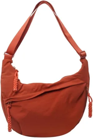 Nylon Crossbody Bags for Women, Trendy Medium Crescent Bag, Lightweight Woman Over Shoulder Purse with Zipper
