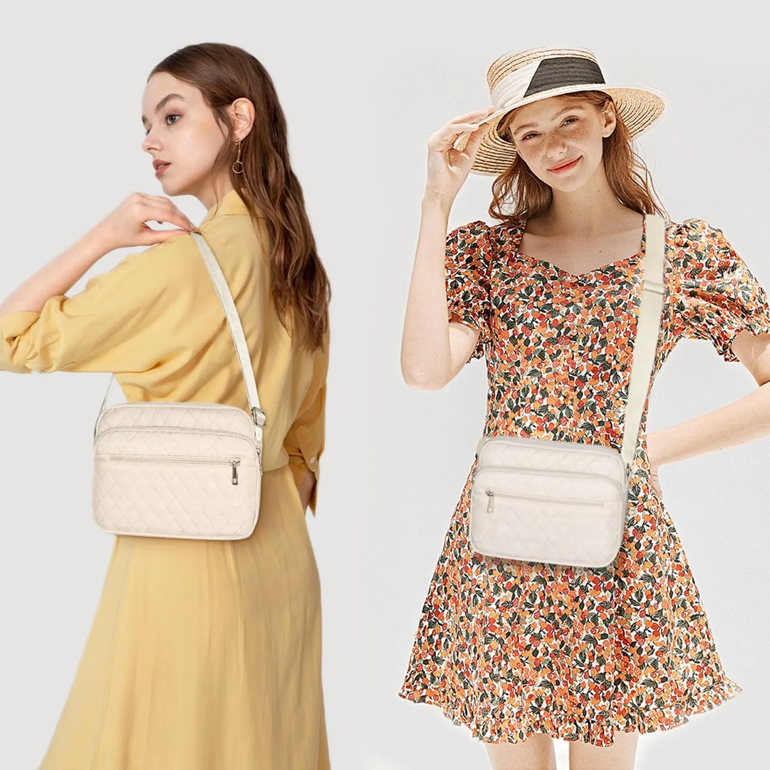 Nylon Crossbody Bags for Women Trendy Quilted Cross Body Purse Medium Crossbody Purses Fashion Ladies Messenger Shoulder Bag
