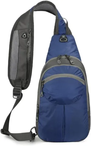 Nylon Crossbody Sling Chest Bag Daypack for Men Women Sport Hiking Bicycle Travel Gym Small Backpack Outdoor (Navy Blue), Average