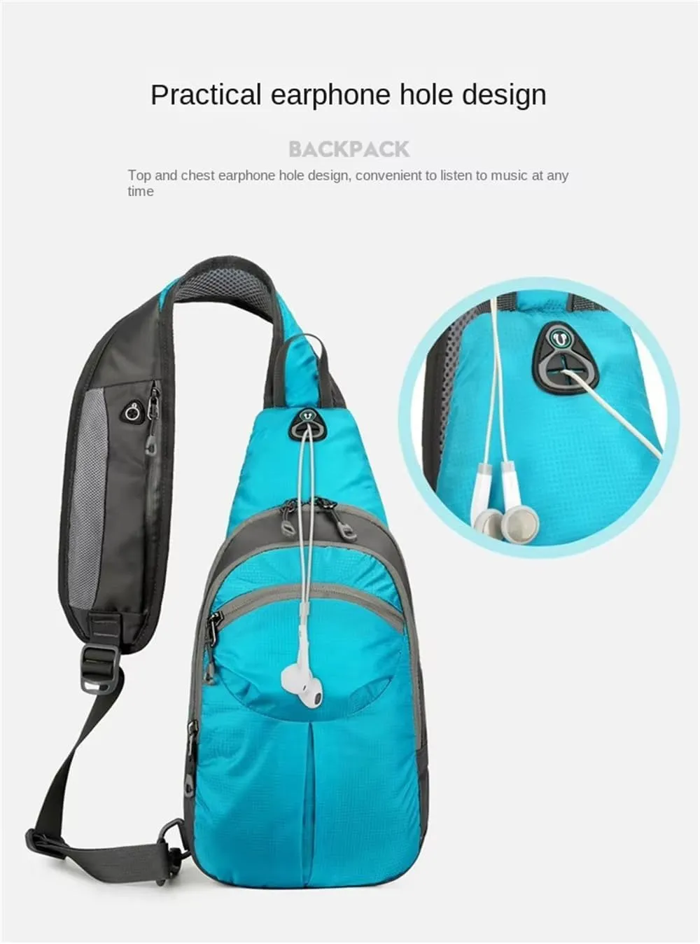Nylon Crossbody Sling Chest Bag Daypack for Men Women Sport Hiking Bicycle Travel Gym Small Backpack Outdoor (Turquoise), Average