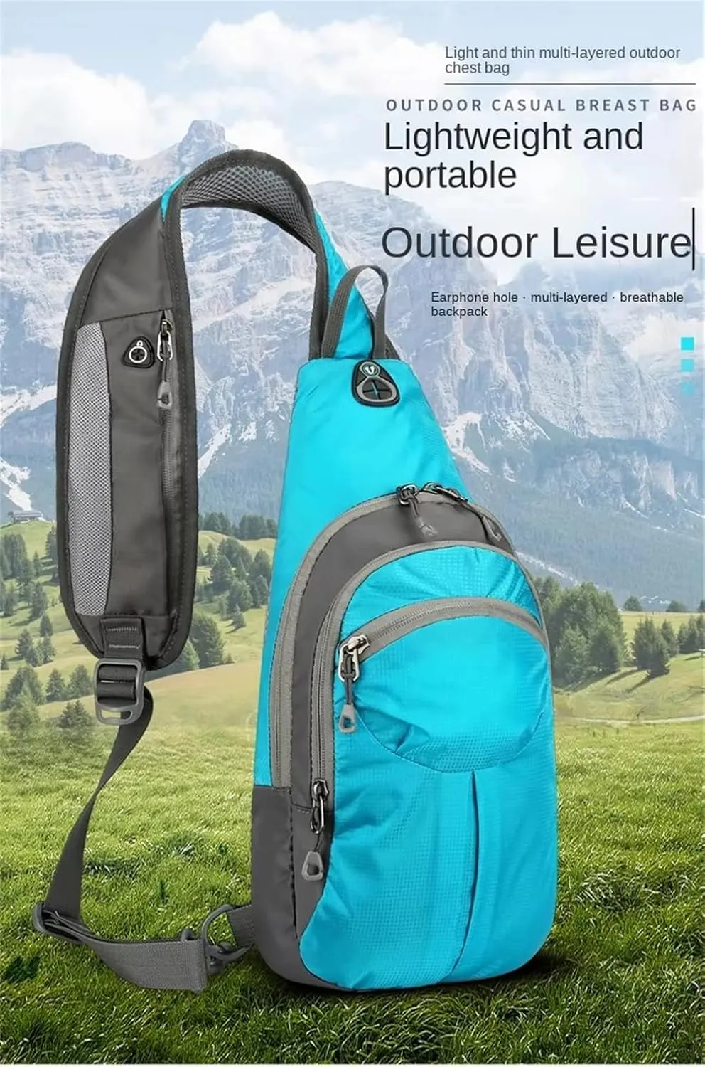Nylon Crossbody Sling Chest Bag Daypack for Men Women Sport Hiking Bicycle Travel Gym Small Backpack Outdoor (Turquoise), Average