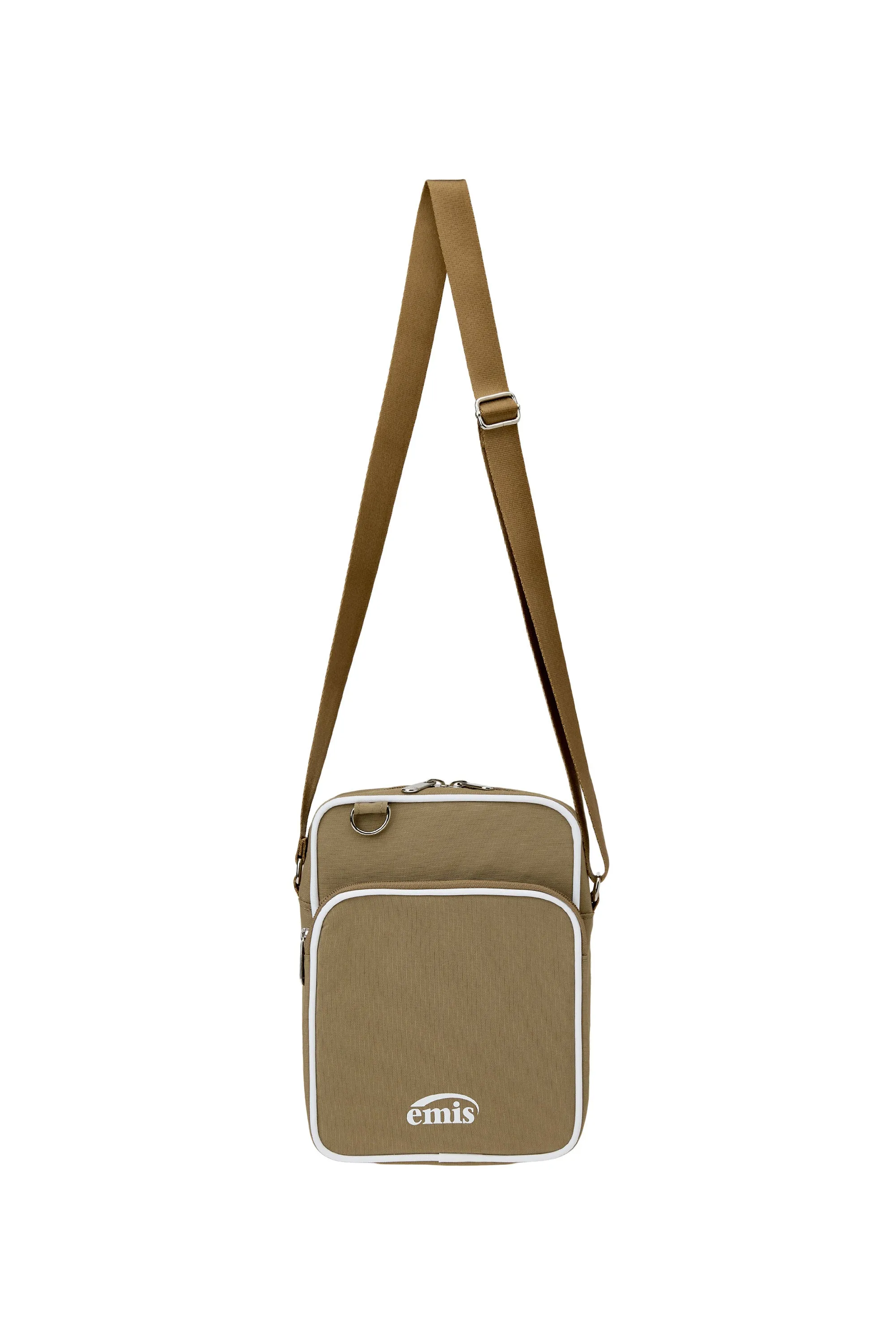 NYLON ZIP-POCKET MINI CROSS BAG-BEIGE