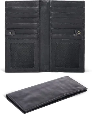 Oak Leathers Leather Wallet for Men Women - RFID Slim Minimalist Long Bifold Wallet - 12 Credit Card Holder 2 ID - Gifts for Him, Her
