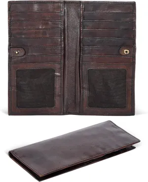 Oak Leathers Leather Wallet for Men Women - RFID Slim Minimalist Long Bifold Wallet - 12 Credit Card Holder 2 ID - Gifts for Him, Her