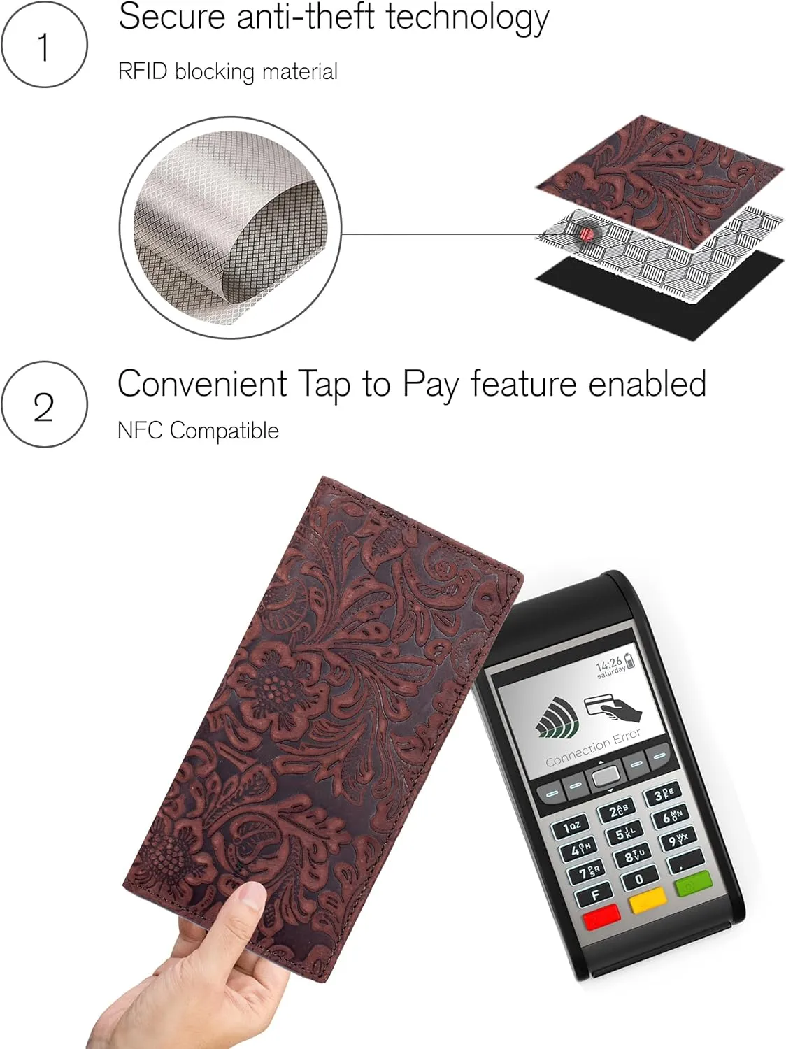 Oak Leathers Leather Wallet for Men Women - RFID Slim Minimalist Long Bifold Wallet - 12 Credit Card Holder 2 ID - Gifts for Him, Her