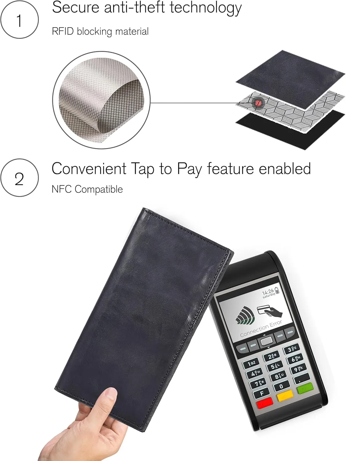 Oak Leathers Leather Wallet for Men Women - RFID Slim Minimalist Long Bifold Wallet - 12 Credit Card Holder 2 ID - Gifts for Him, Her