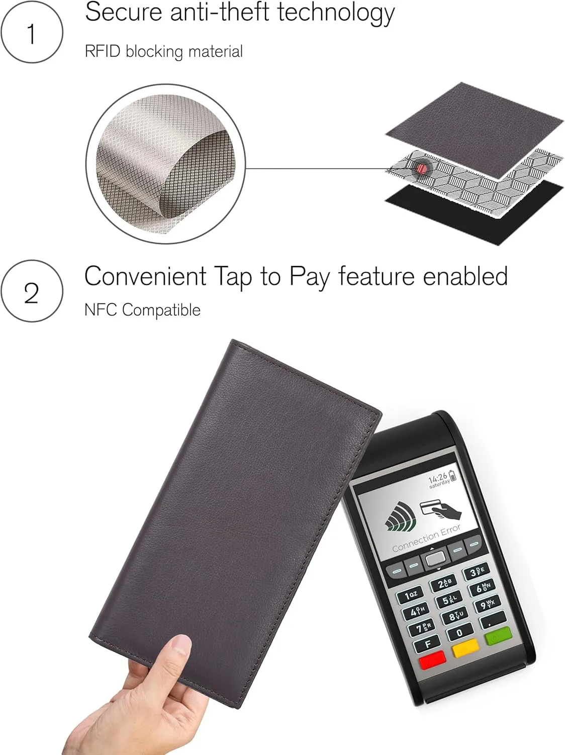 Oak Leathers Leather Wallet for Men Women - RFID Slim Minimalist Long Bifold Wallet - 12 Credit Card Holder 2 ID - Gifts for Him, Her