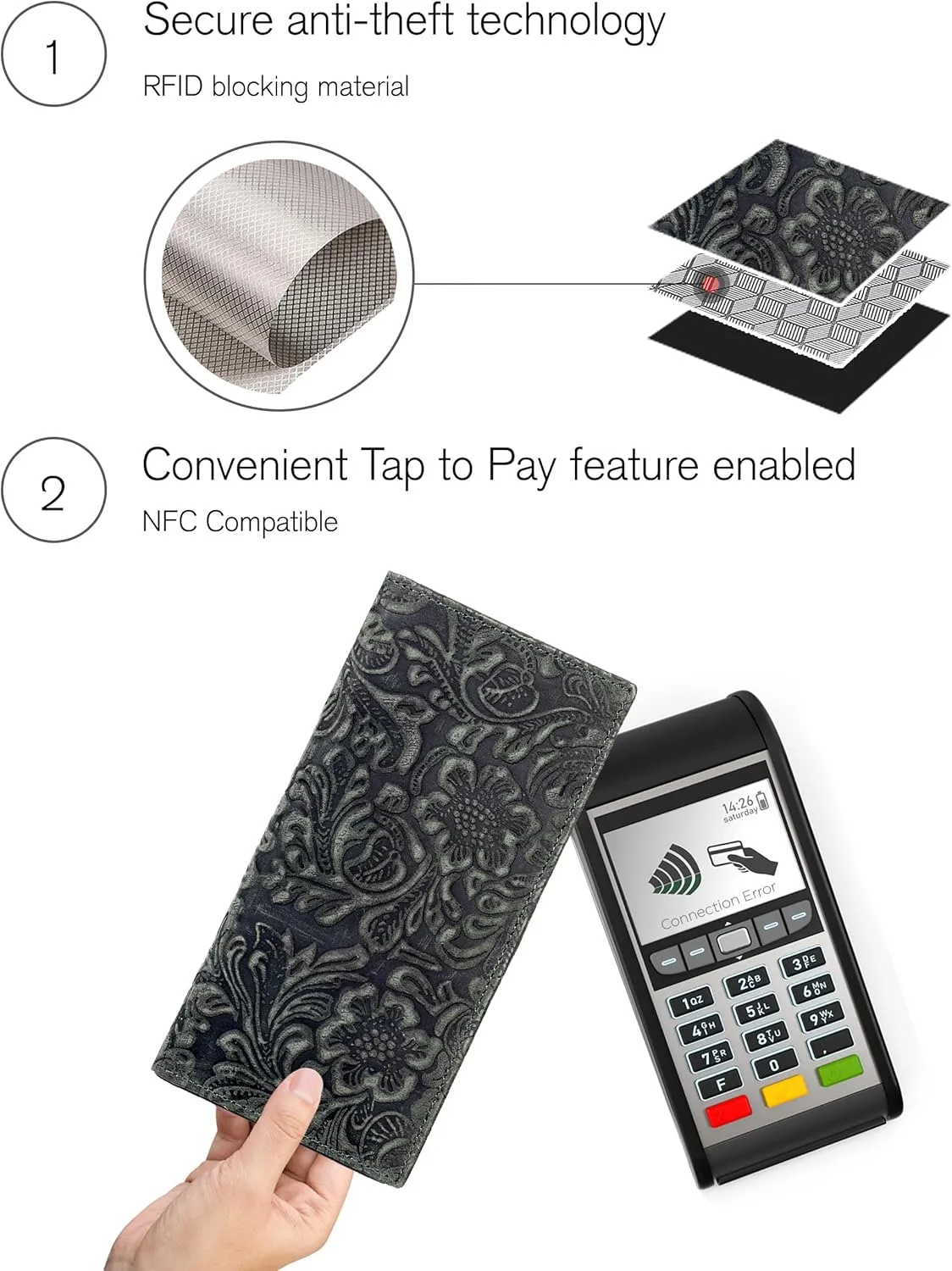 Oak Leathers Leather Wallet for Men Women - RFID Slim Minimalist Long Bifold Wallet - 12 Credit Card Holder 2 ID - Gifts for Him, Her