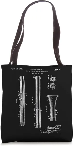 Oboe Player Blueprint Patent Diagram Outline Band Student Tote Bag