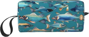 Ocean Fishes print Travel Cosmetic Bag Gifts for Women Portable Make Up Bags for Women Mother Sister