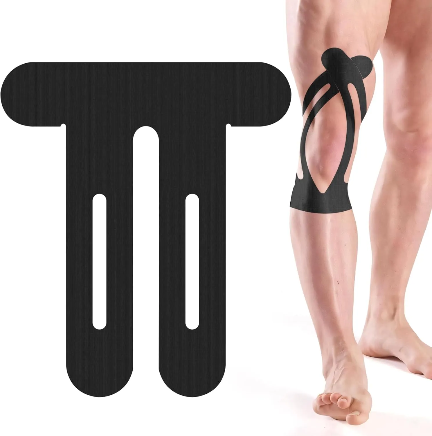 OK TAPE Nylon Kinesiology Tape for Knee, 10 Pcs Stretchable on Four Sides Precut Strips, Athletic Tape for Knee Support & Stability,Breathable and Hypoallergenic, Black