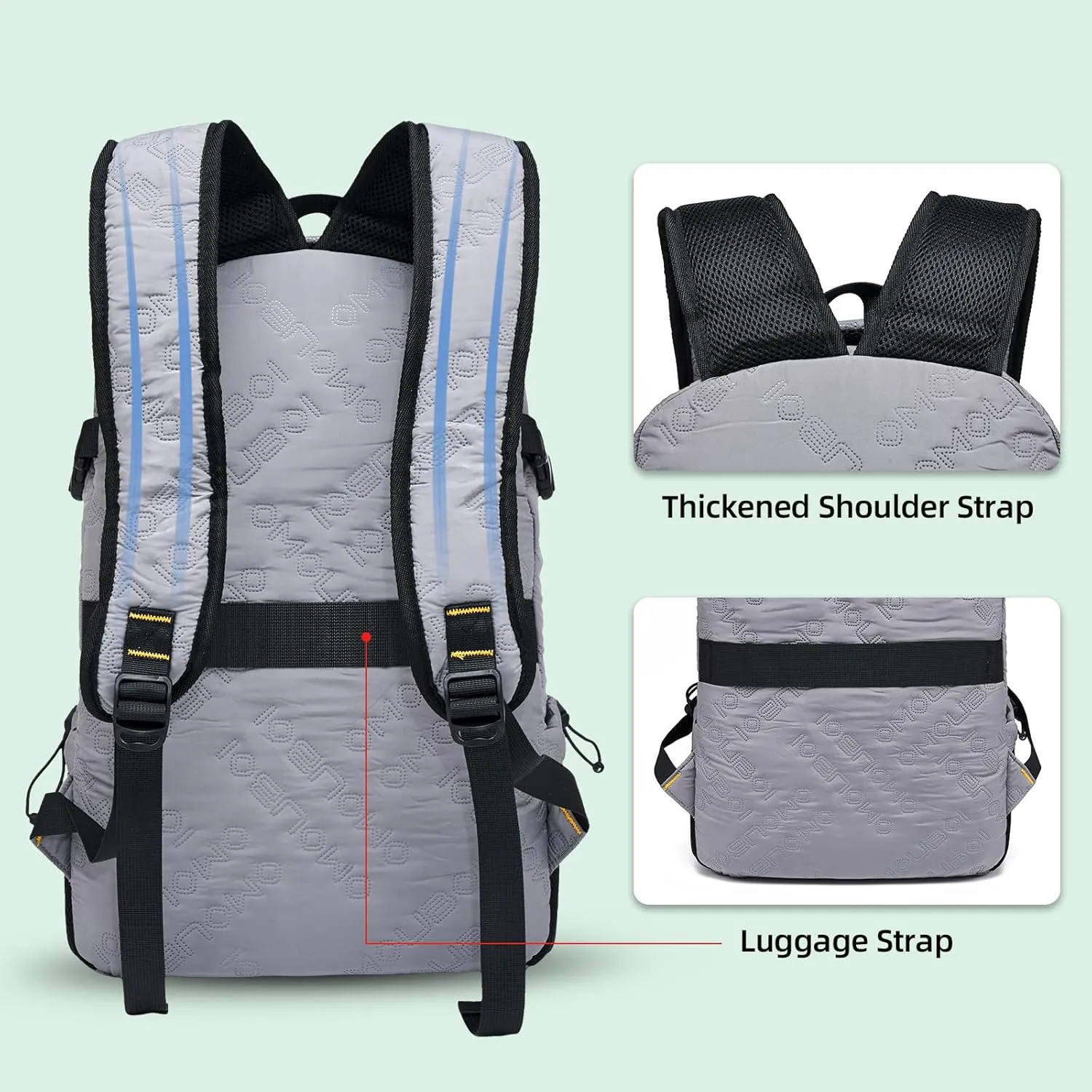 OMOUBOI Travel Laptop Backpack Lightweight 15.6" Reflective Business Daypack Water Resistant Computer Backpack (Grey)