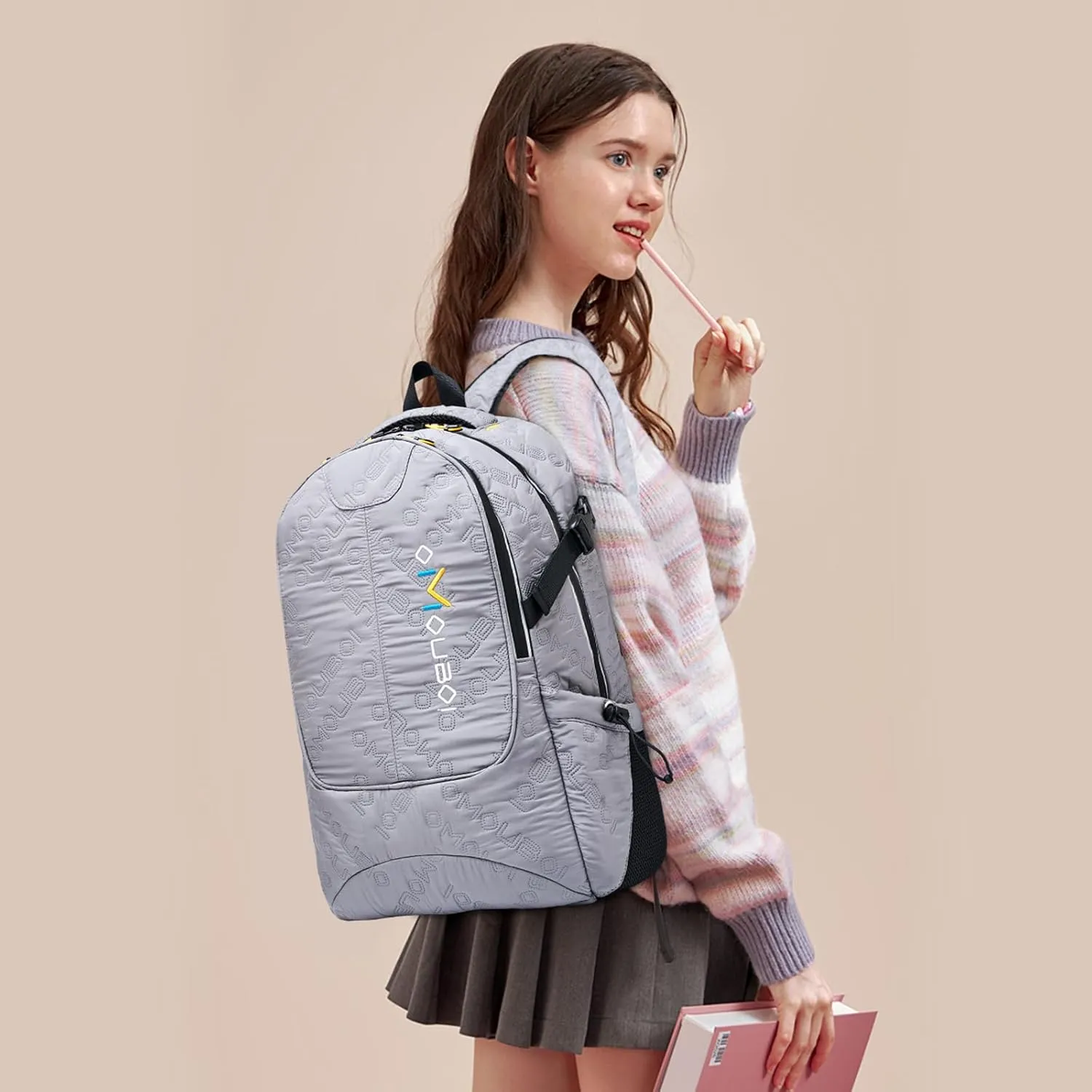 OMOUBOI Travel Laptop Backpack Lightweight 15.6" Reflective Business Daypack Water Resistant Computer Backpack (Grey)