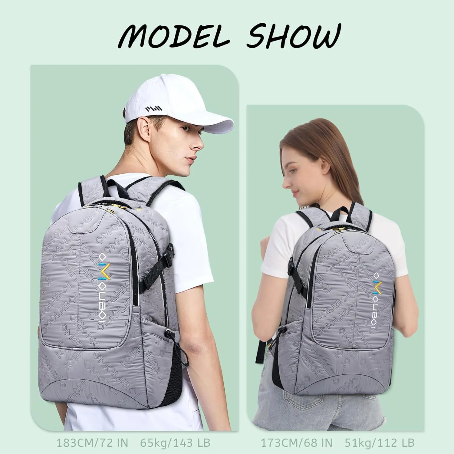 OMOUBOI Travel Laptop Backpack Lightweight 15.6" Reflective Business Daypack Water Resistant Computer Backpack (Grey)