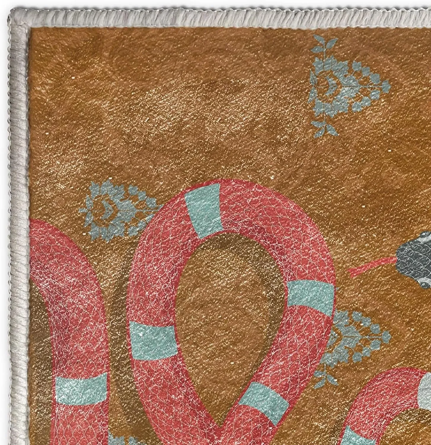 Orange Boho Snake Runner Rugs for Kitchen Bedroom Hallway 2×6ft Washable Animal Snake Area Rug Non Skid Indoor Home Decor Floor Mats