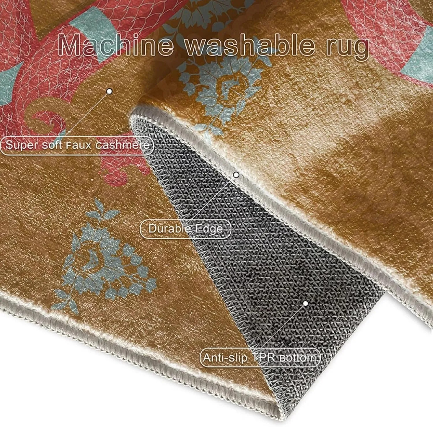 Orange Boho Snake Runner Rugs for Kitchen Bedroom Hallway 2×6ft Washable Animal Snake Area Rug Non Skid Indoor Home Decor Floor Mats