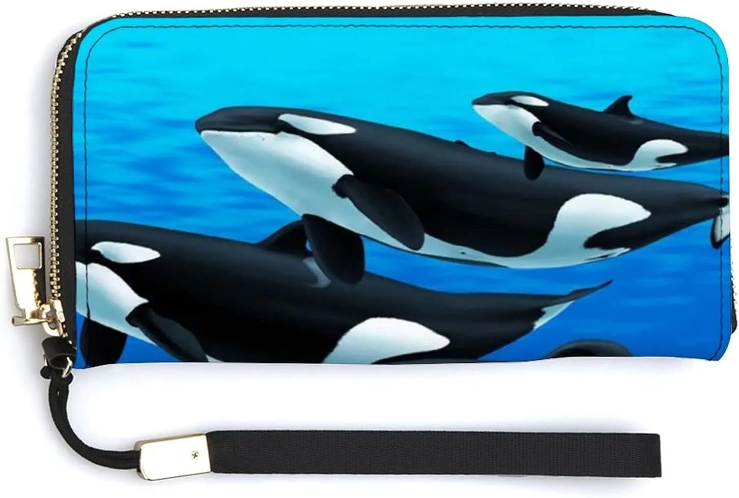 Orca Killer Whale Women's Travel Wristlet Wallet Long Purse Card Holder Handbag With Zipper