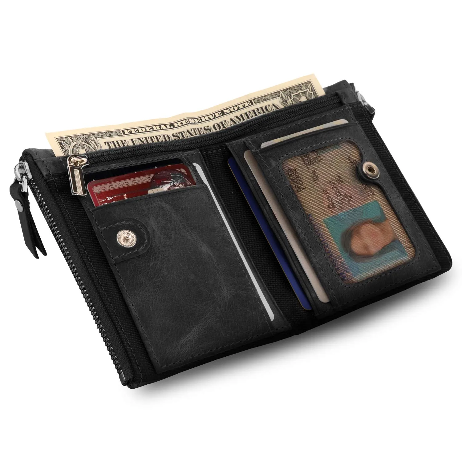 Otto Angelino Genuine Leather Multipurpose Bifold Wallet - RFID Blocking - Unisex