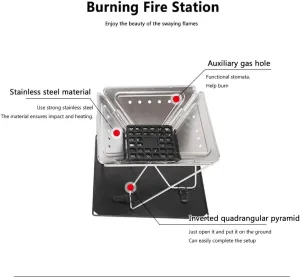 Outdoor Camping Picnic Barbecue Folding Rack, Stainless Steel Portable Campfire Heating Wood Fire Charcoal Grill, Used for Garden Terrace