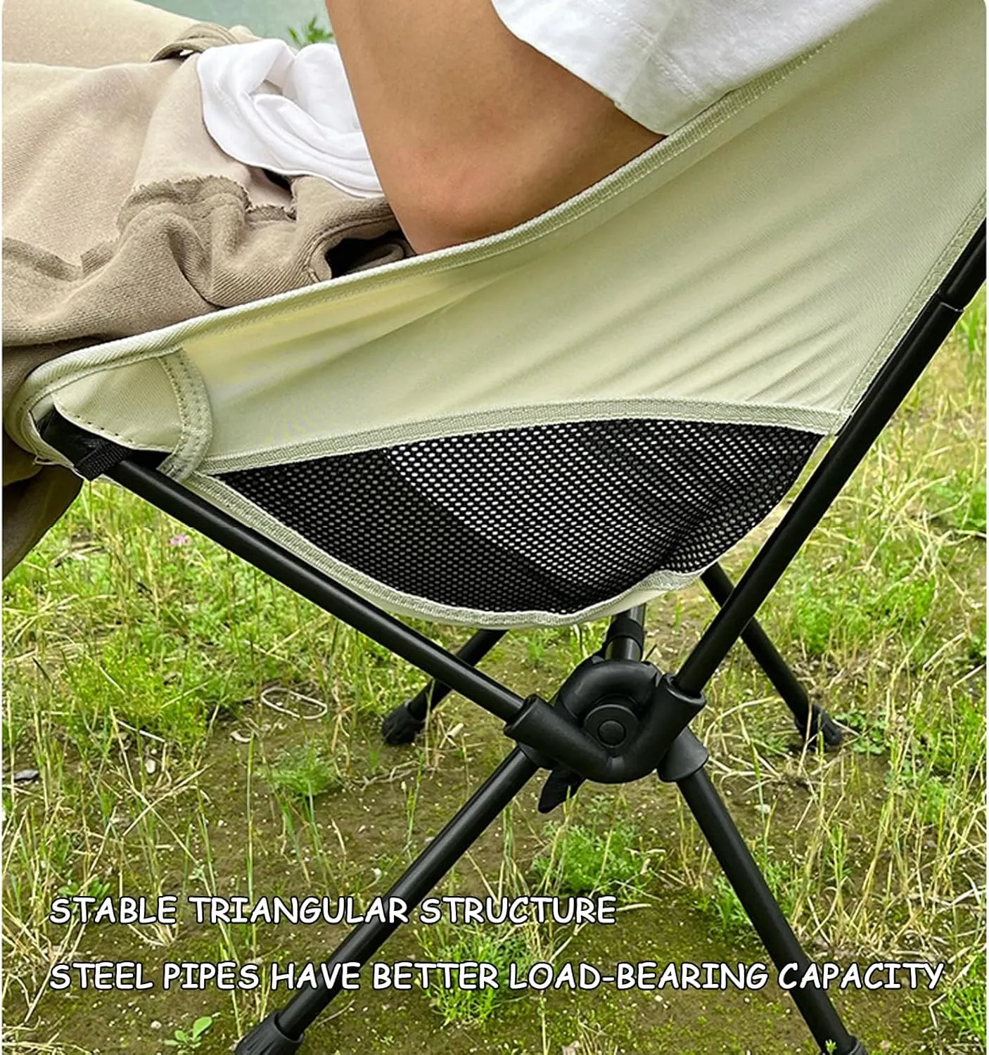 Outdoor Folding Chairs, Portable Camping Chair with Storage Bag, Support up to 300Lbs, Ultralight Compact Foldable Backpacking Chair for Beach Hiking Picnic Fishing Camp Travel,Black