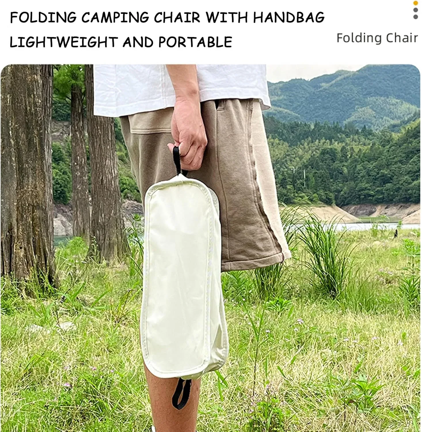 Outdoor Folding Chairs, Portable Camping Chair with Storage Bag, Support up to 300Lbs, Ultralight Compact Foldable Backpacking Chair for Beach Hiking Picnic Fishing Camp Travel,Black