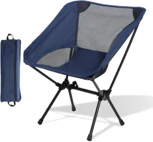 Outdoor Folding Chairs, Portable Camping Chair with Storage Bag, Support up to 300Lbs, Ultralight Compact Foldable Backpacking Chair for Beach Hiking Picnic Fishing Camp Travel,Navy Blue
