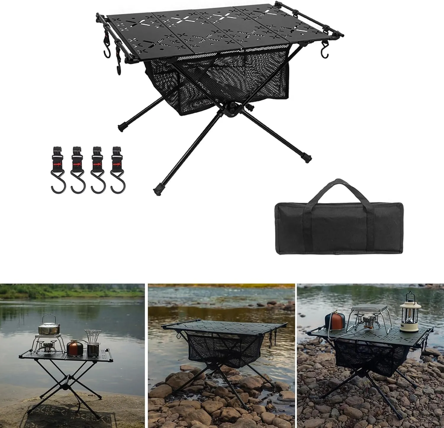 Outdoor Folding Table Portable Desk Aluminum Alloy Bracket Camping Table for Traveling BBQ Beachs