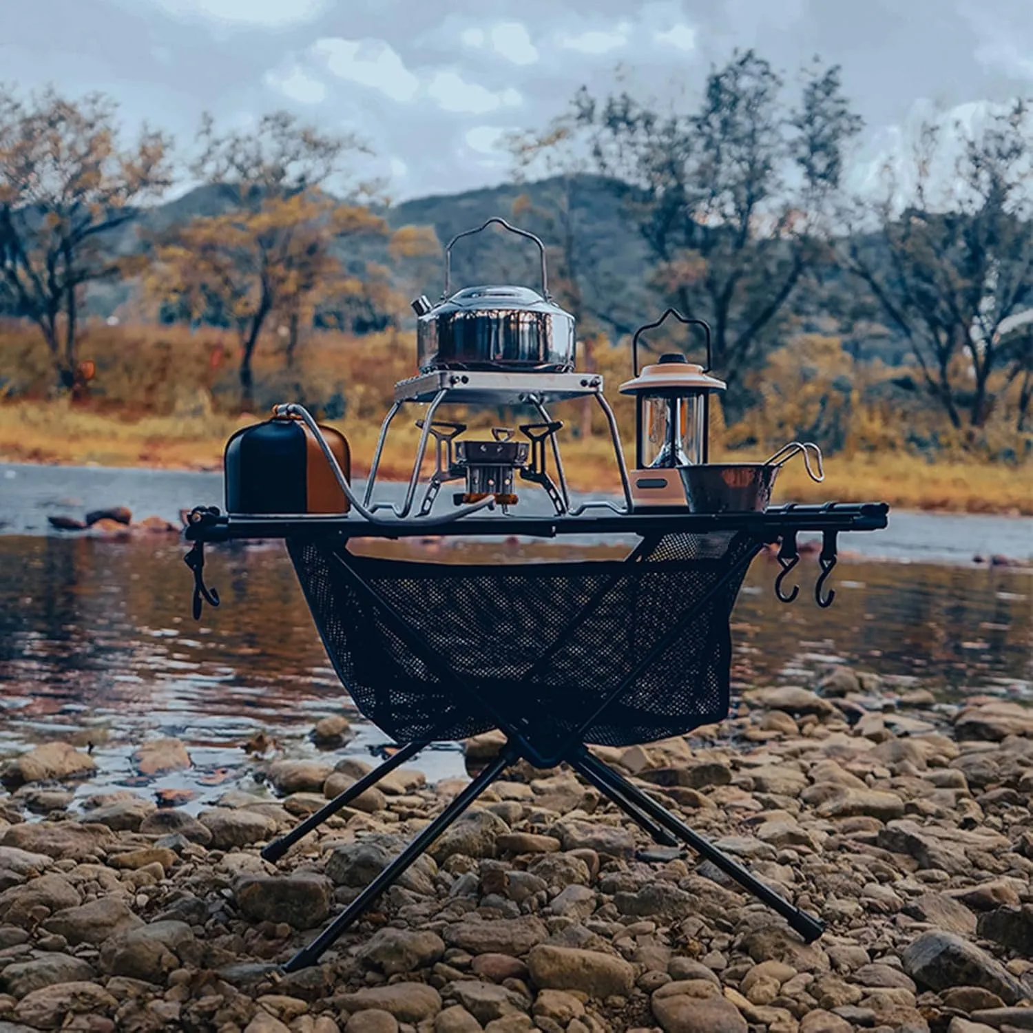 Outdoor Folding Table Portable Desk Aluminum Alloy Bracket Camping Table for Traveling BBQ Beachs