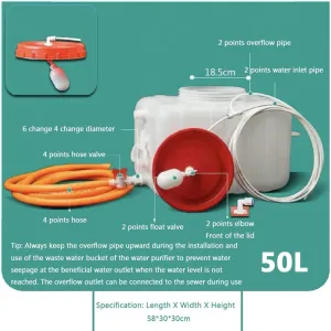 Outdoor Household Water Purification Bucket, Large-Capacity Storage Layer Water Purification Food-Grade Large Plastic Bucket with Lid Valve Outdoor Camper Water Tank,50L