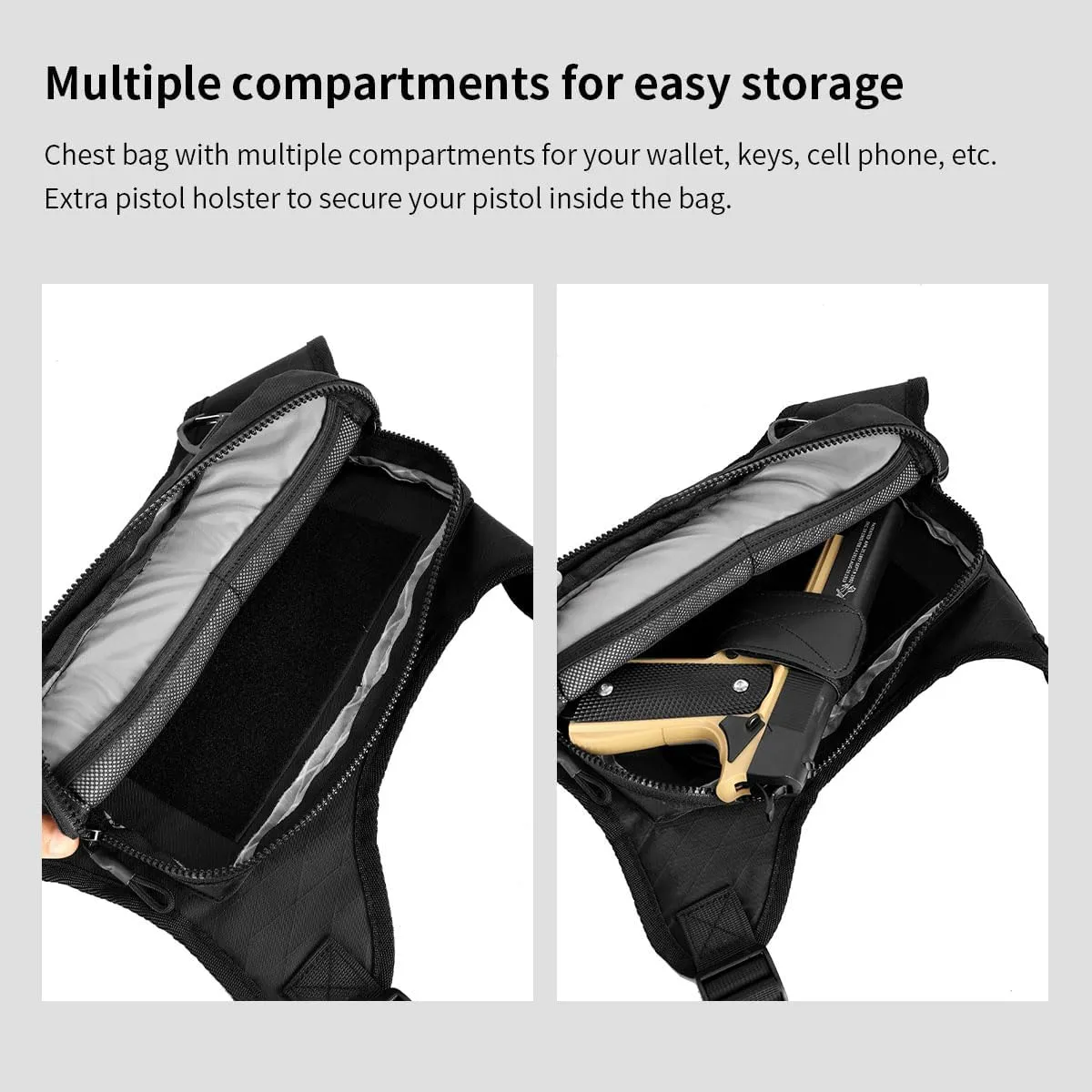 Outdoor Sports Chest Bag for Men and Women, Tactical Vest For Running, Hiking, Cycling, EDC Travel Chest Pack Rig, Water Resistant Lightweight Front Running Vest Bag With Extra Storage