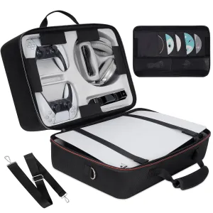 OUUTMEE Hard Shell Carrying Case Compatible with PS5, Travel Bag Holds PlayStation 5 Disk Digital Edition, Games, Headset and Gaming Accessories