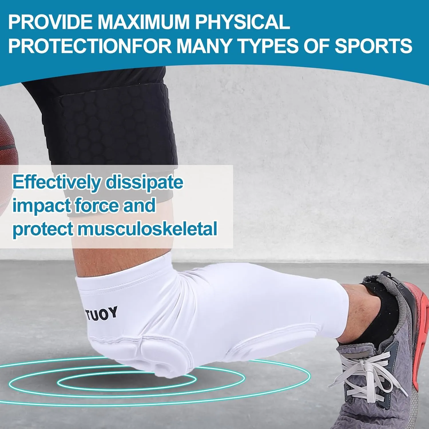 Padded Knee Calf Pads Compression Leg Sleeve Thigh Protector Gear Shin Brace for Football Basketball Volleyball Soccer Baseball for Adult (1 Pair)