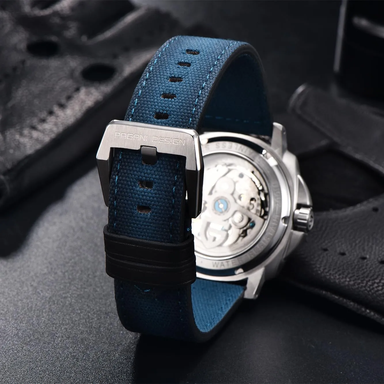 Pagani Design Men's Automatic Mechanical Watch Sports Diving Waterproof Nylon Band Men's Watch Automatic Calendar Sapphire Glass Watch