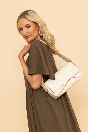 Paneled Shoulder Bag in Cream