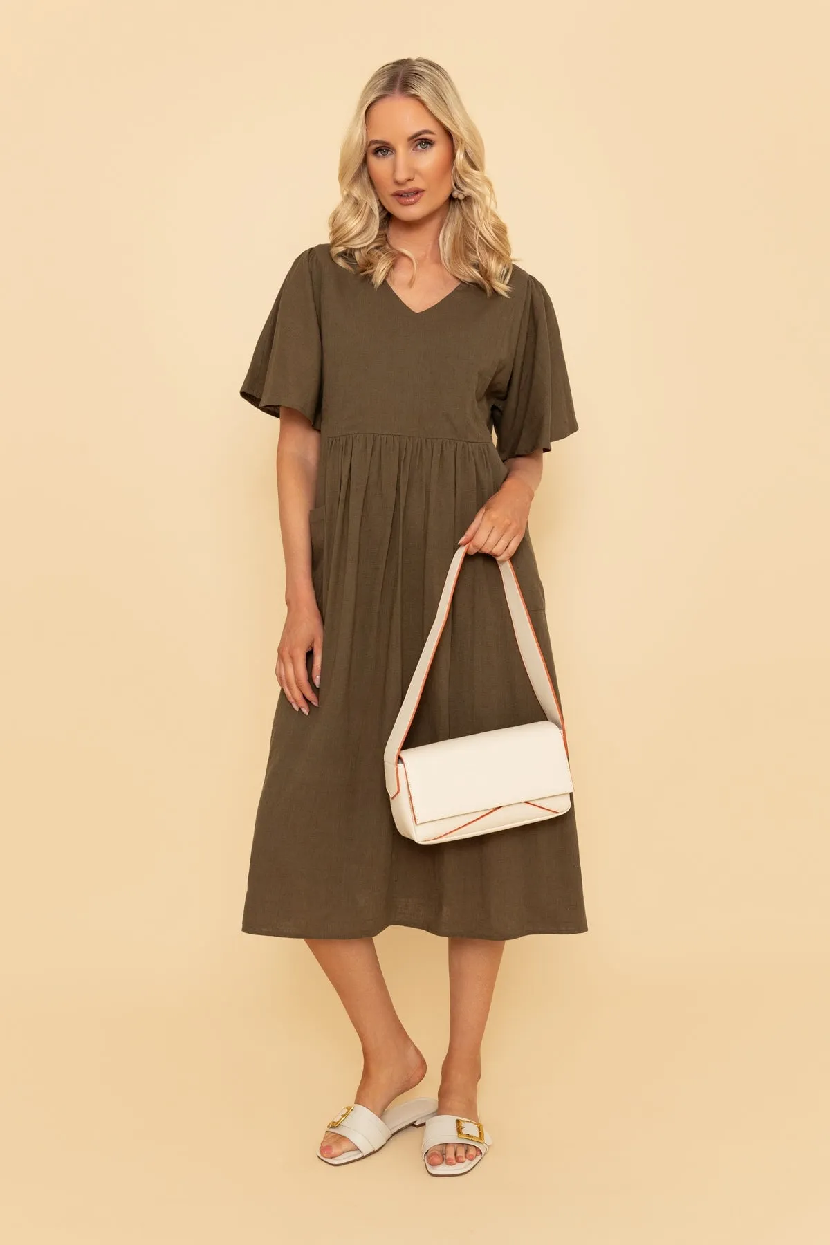 Paneled Shoulder Bag in Cream