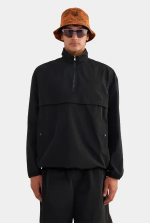Panelled Nylon Quarter Zip - Black