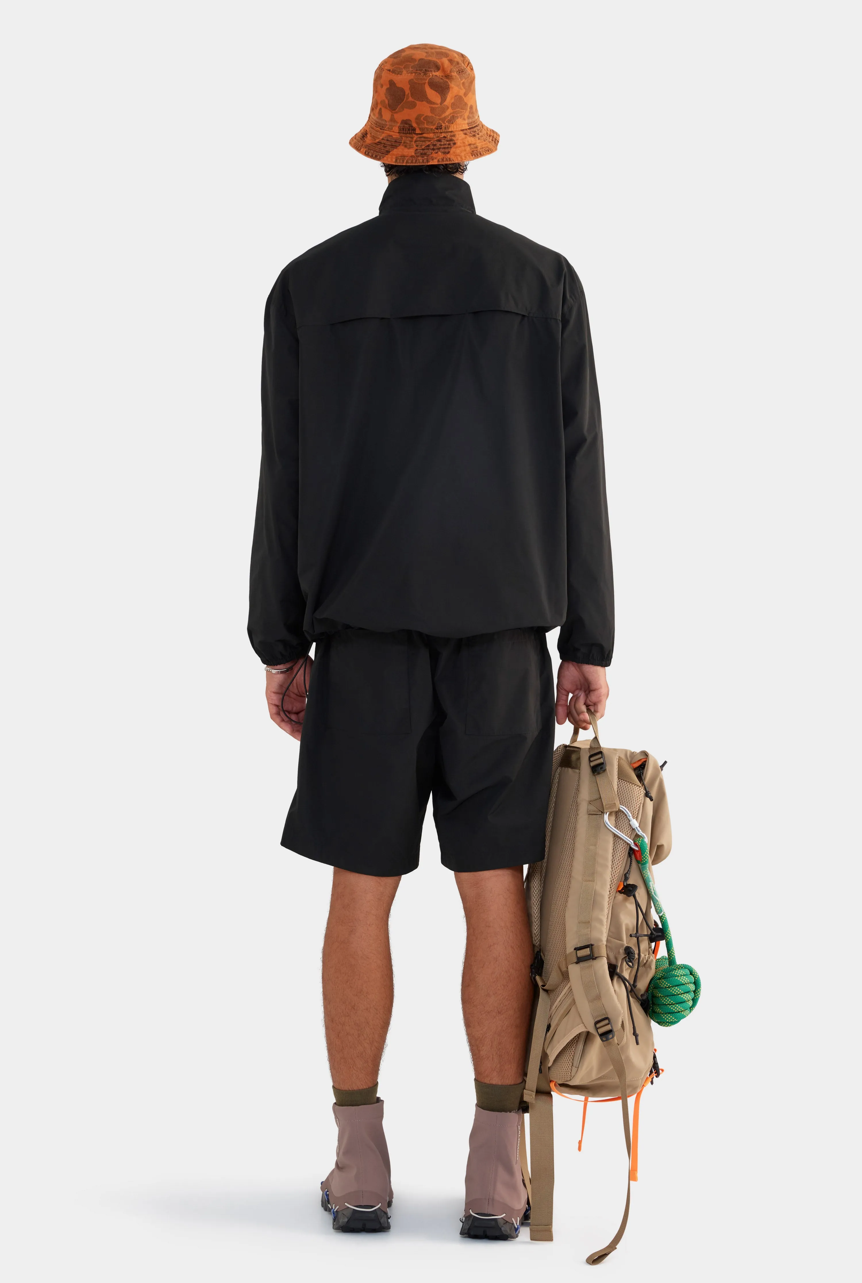 Panelled Nylon Quarter Zip - Black