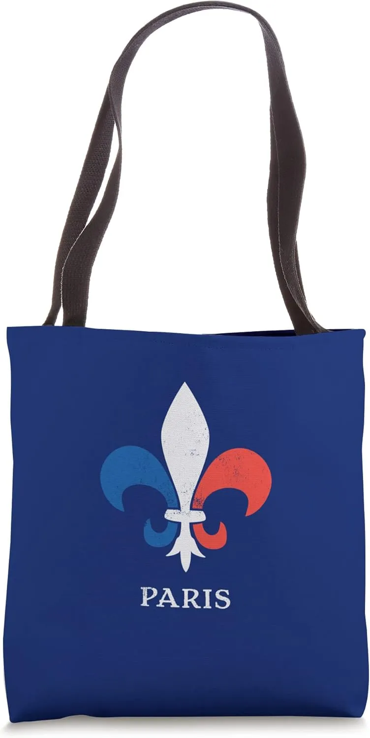 Paris France Vintage Fleur-de-Lys Distressed Tote Bag